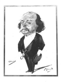Caricature of Gustave Flaubert by Eugene Giraud