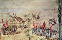 Cortes sinking his fleet off the coast of Mexico von Spanish School