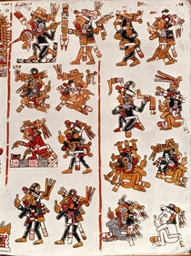 Mexican codex showing the genealogy of the Aztec civilisation by Mexican School