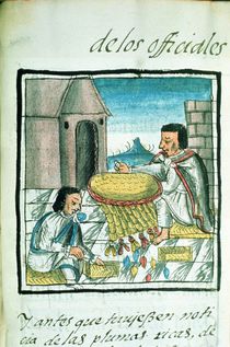 Ms Palat. 218-220 Book IX Aztec feather artisans at work by Spanish School