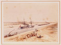 A Turkish Paddle Steamer Going Up the Suez Canal by Edouard Riou