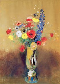 Wild flowers in a Long-necked Vase von Odilon Redon