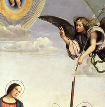 Annunciation and Saints, detail of the Archangel Gabriel by Il Francia