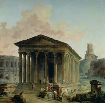 The Maison Carree with the Amphitheatre and the Tour Magne at Nimes von Hubert Robert