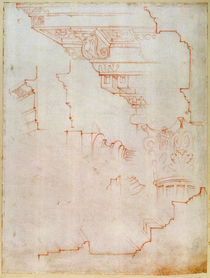 Inv. 1859 6-25-560/2. R. Drawing of architectural details by Michelangelo Buonarroti