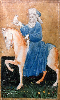 A mounted man holding a small dog von Konrad Witz