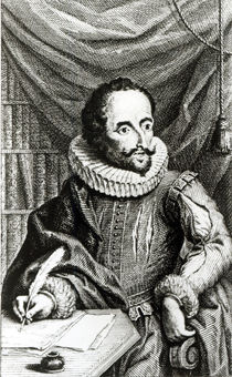 Portrait of Miguel de Cervantes Saavedra engraved by Jacob Folkema by William Kent