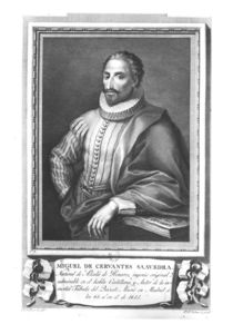 Portrait of Miguel de Cervantes Saavedra engraved by Fernando Selma by Gregorio Ferro