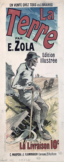 Poster advertising 'La Terre' by Emile Zola by Jules Cheret