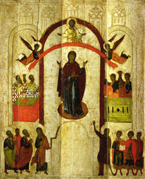 The Protection of the Theotokos Russian icon from the Zverin Monastery by Novgorod School