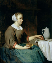 Portrait of a Girl Seated at a Table von Gabriel Metsu