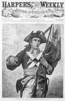 '76' Minuteman or Continental Soldier holding a musket flag by George Willoughby Maynard