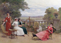 Painting on the Terrace von Jules Frederic Ballavoine