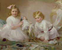 A Brother and Sister Playing by Frederick Howard Michael