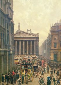 The Rush Hour by the Royal Exchange from Queen Victoria Street by Alexander Friedrich Werner