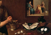 Kitchen Scene with Christ in the House of Martha and Mary von Diego Rodriguez de Silva y Velazquez
