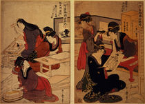 Artisans Making a Woodcut, c.1857 by Kitagawa Utamaro