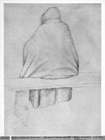 Monk seated on a bench, seen from behind von Antonio Pisanello