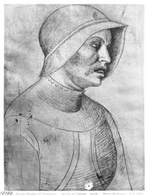 Soldier wearing a helmet, from the The Vallardi Album von Antonio Pisanello
