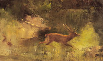 Stag Running through a Wood by Gustave Courbet