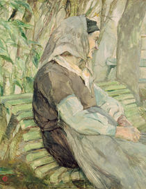 Old Woman Seated on a Bench in Celeyran by Henri de Toulouse-Lautrec
