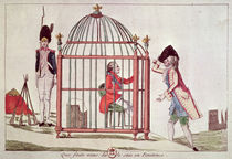 Caricature of Louis XVI in a cage after his arrest at Varennes by French School
