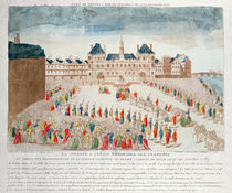 Perspective view of the arrival of Louis XVI at the Hotel de Ville by French School