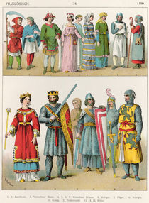 French Dress, c.1100, from 'Trachten der Voelker' von Albert Kretschmer