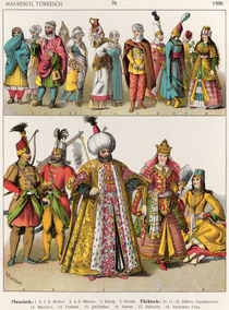 Moorish and Turkish Dress, c.1500, from 'Trachten der Voelker', 1864 by Albert Kretschmer