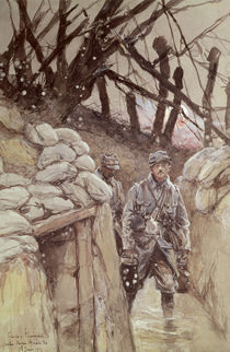 Infantrymen in a Trench, Notre-Dame de Lorette von Francois Flameng