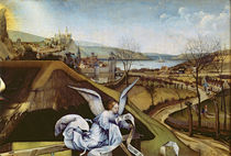 Nativity, detail of the landscape by Master of Flemalle