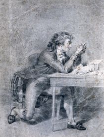 Francois Buzot contemplating a portrait miniature of Madame Roland von Etienne-Charles Leguay
