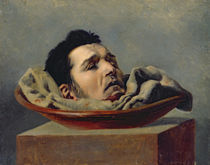 Guillotined head of a parricide executed at Puy in 1825 von Francois Gabriel de Becdelievre