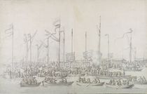 Celebration on the Thames near Whitehall by Willem van de, the Elder Velde