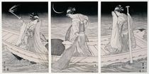 Three women on a boat fishing by lamplight von Utagawa Toyokuni
