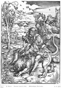 Samson slaying the lion, c.1496-98 by Albrecht Dürer