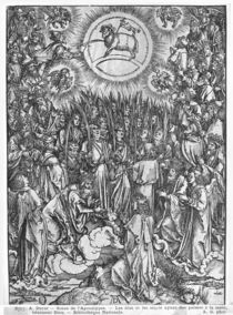 Scene from the Apocalypse, Adoration of the Lamb, German edition, 1498 by Albrecht Dürer