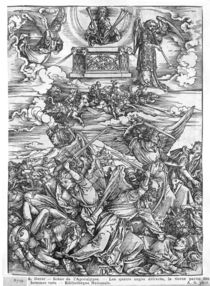 Scene from the Apocalypse, The Four Vengeful Angels, Latin edition, 1511 von Albrecht Dürer