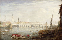 The Monument and London Bridge von Frederick Nash