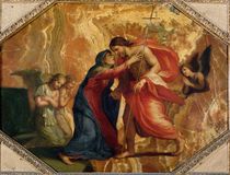 Jesus Christ Receiving the Virgin in Heaven von Jacques Stella