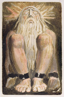 A naked man with a long, white beard by William Blake