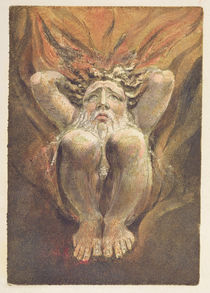 'A naked man crouched in flames von William Blake