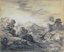 Wooded Landscape with Castle von Thomas Gainsborough