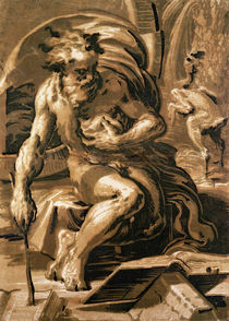 Diogenes, engraved by Ugo da Carpi von Parmigianino