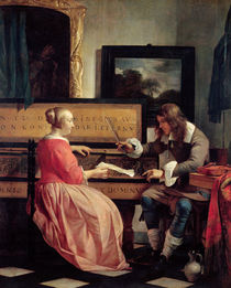 A Man and a Woman Seated by a Virginal by Gabriel Metsu