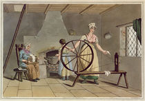 Woman Spinning, from 'Costume of Yorkshire' von George Walker