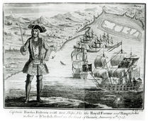 Captain Bartholomew Roberts with two ships by English School
