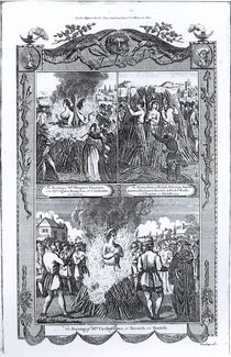 Men and women burned at the stake in 1557 by English School
