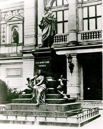 View of the Mendelssohn statue in front of the Gewandhaus in Leipzig by English Photographer