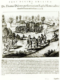 Ralph Hamor visits Powhatan by Theodore de Bry